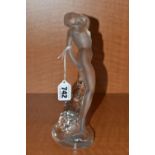 A SECOND HALF 20TH CENTURY LALIQUE FROSTED GLASS FIGURE DANSEUSE BRAS BAISSE, on a clear oval