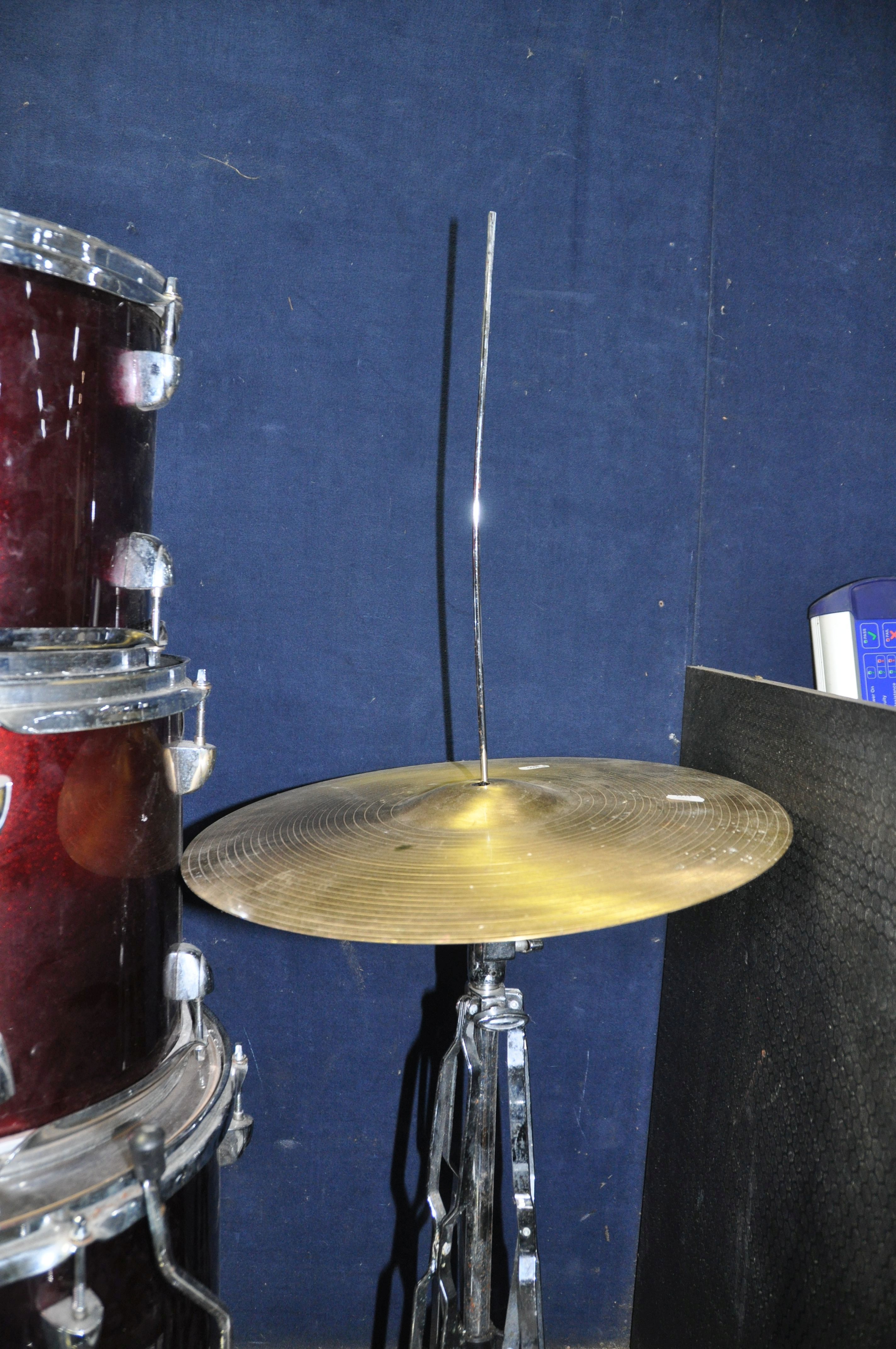 AN OLYMPIC BY PREMIER FOUR PIECE DRUM KIT in metallic red finish comprising of a 22in x 16in Kick - Image 6 of 6