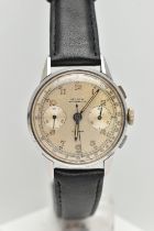 A GENTS 'OLMA' WRISTWATCH, hand wound movement, round chronograph dial, signed 'Olma', Arabic