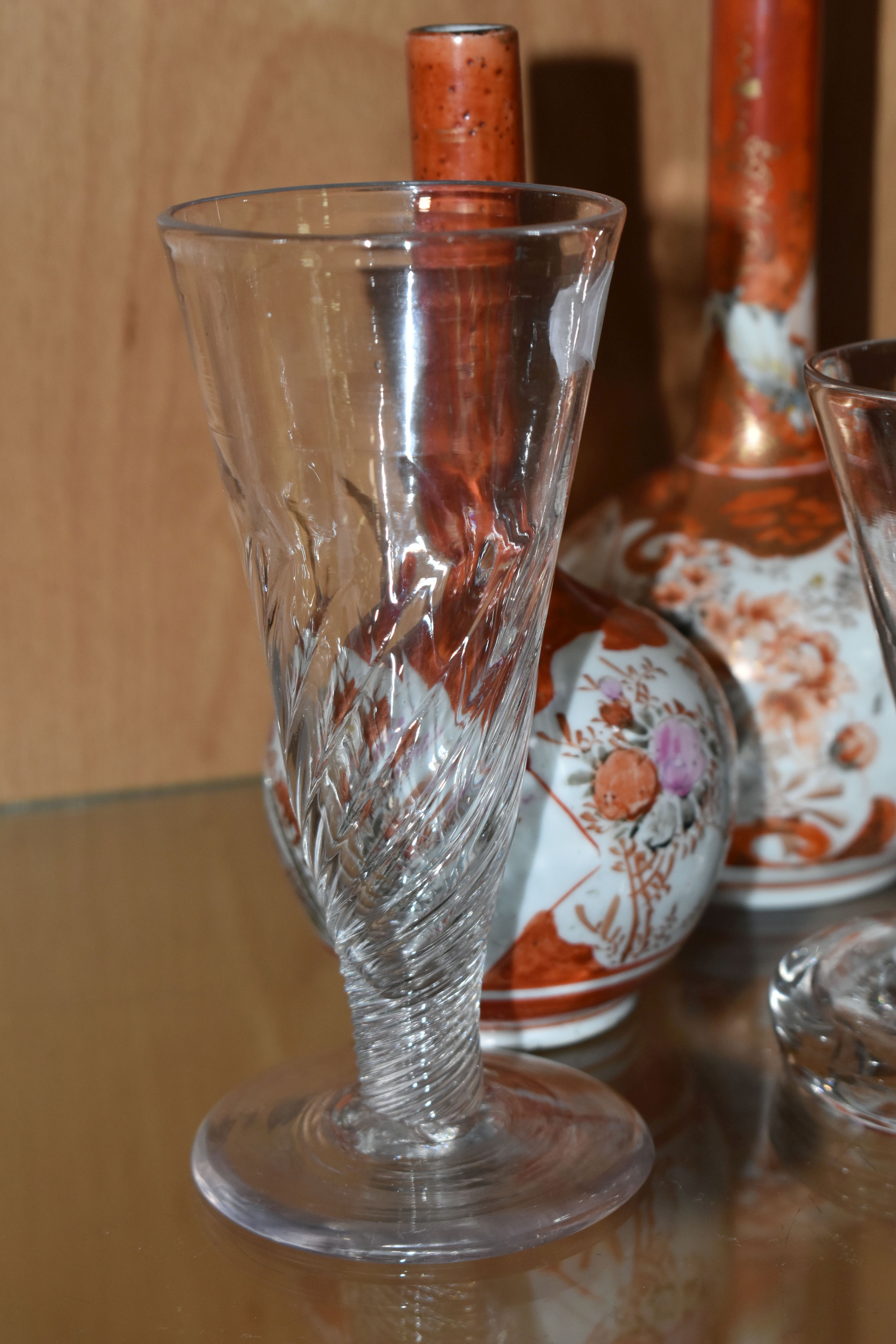 FOUR JAPANESE PORCELAIN VASES AND THREE LATE GEORGIAN/NINETEENTH CENTURY DRINKING GLASSES, the - Image 4 of 11