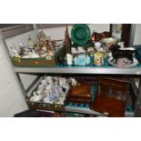 TWO BOXES AND LOOSE ORNAMENTS AND SUNDRIES, to include a small porcelain bust of W.G Grace, Royal