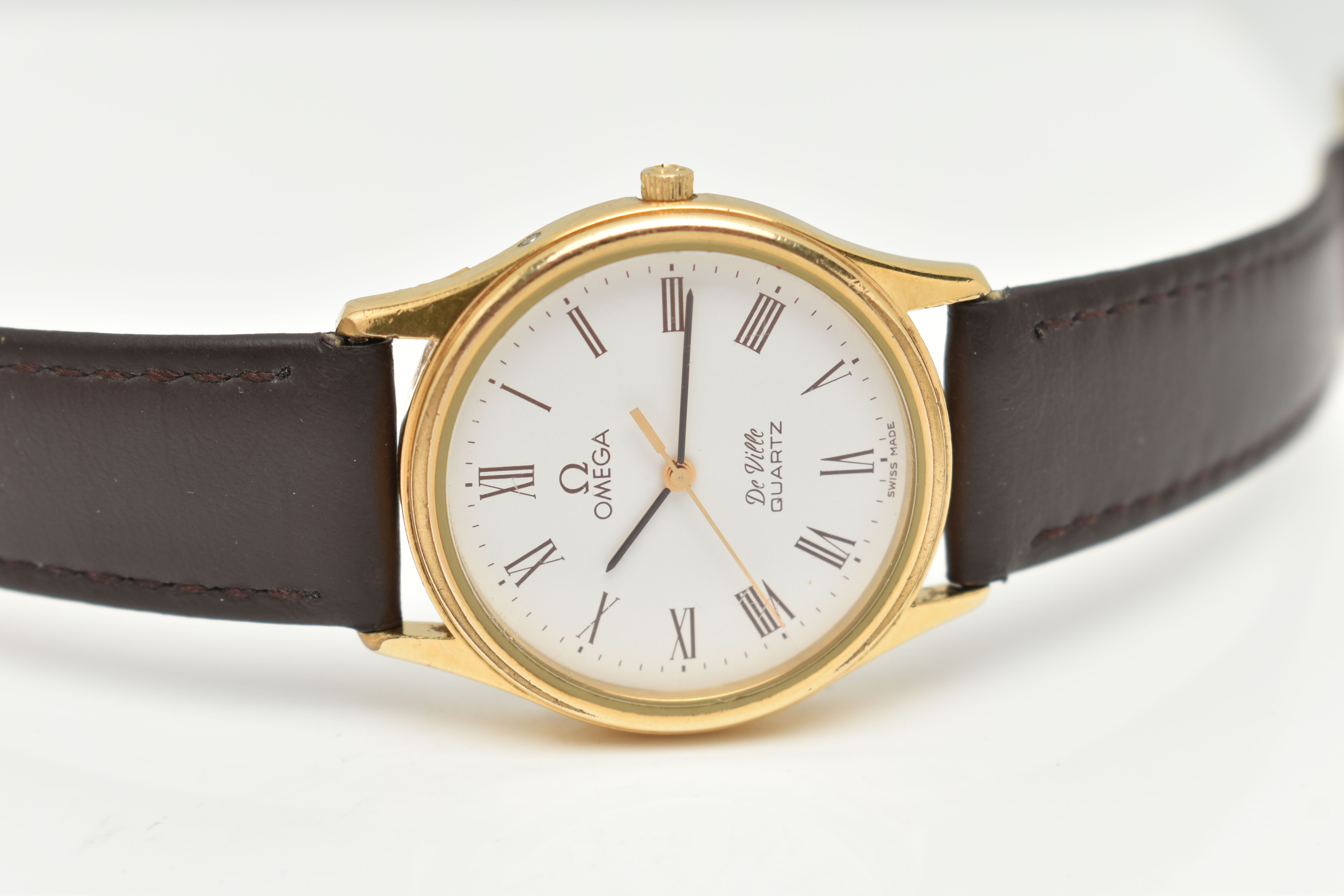 A GENTS 'OMEGA DE VILLE' WRISTWATCH, quartz movement, round white dial signed 'Omega De Ville, - Image 4 of 6