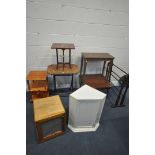 A SELECTION OF OCCASIONAL FURNITURE, to include a folding occasional table, a square table on