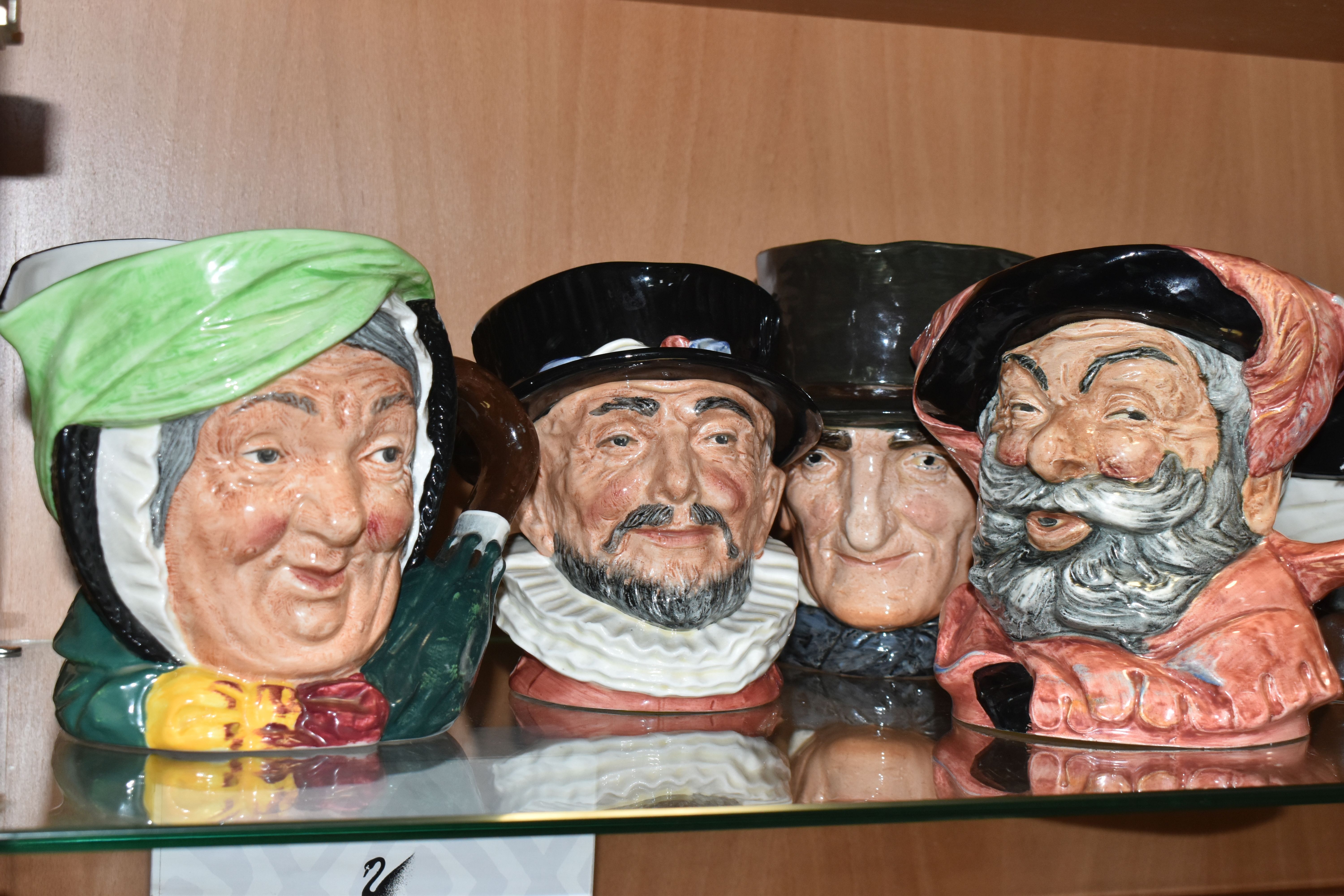 A COLLECTION OF FIVE ROYAL DOULTON CHARACTER JUGS, comprising Falstaff D6287 (chipped eye lid), John - Image 4 of 5