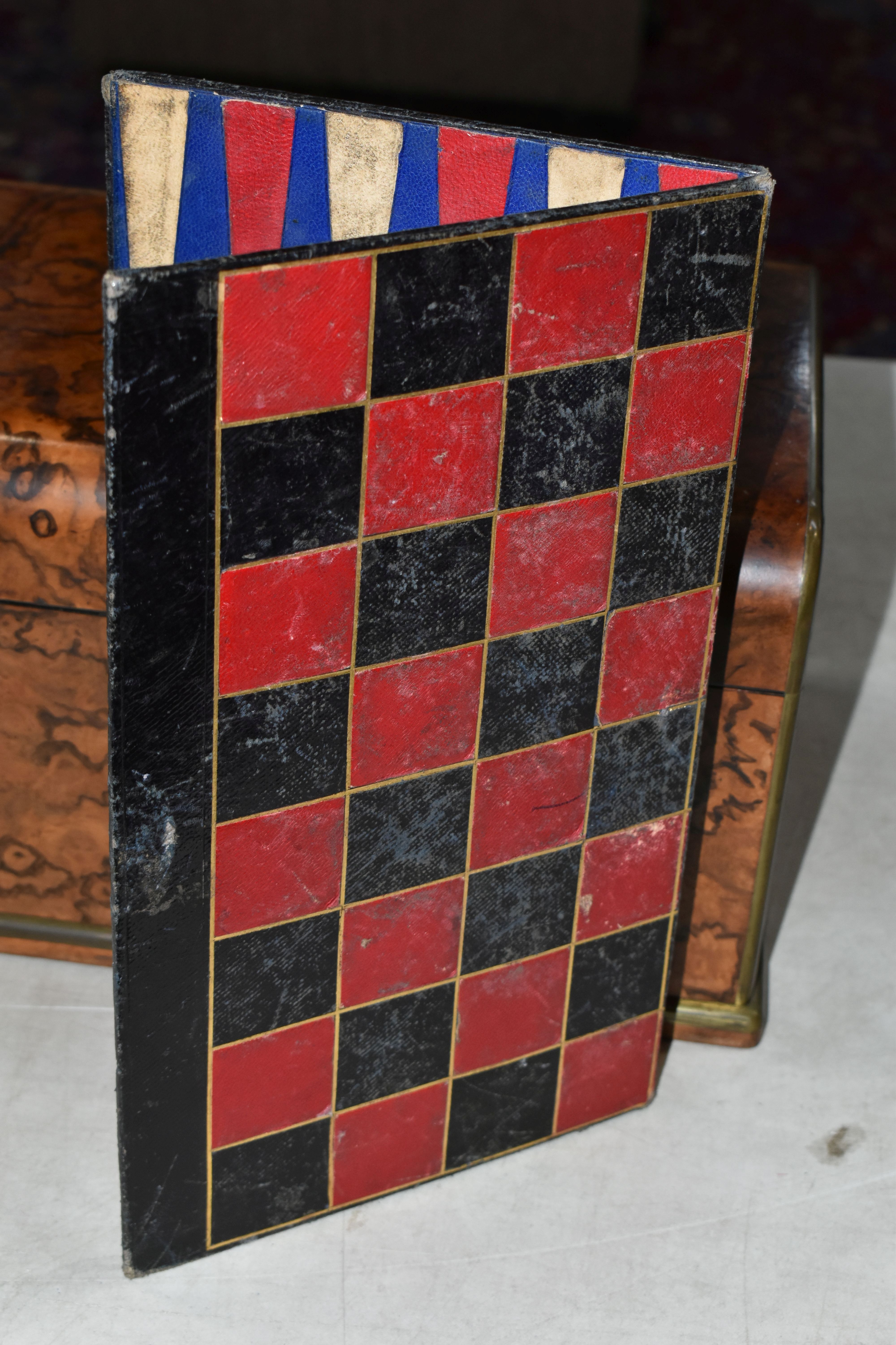 A VICTORIAN BURR WALNUT AND BRASS BOUND GAMES COMPENDIUM, the rectangular box with hinged lid with - Image 30 of 45