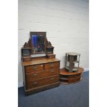 AN EDWARDIAN WALNUT DRESSING CHEST, with mirrors, and an arrangement of six drawers, along with an
