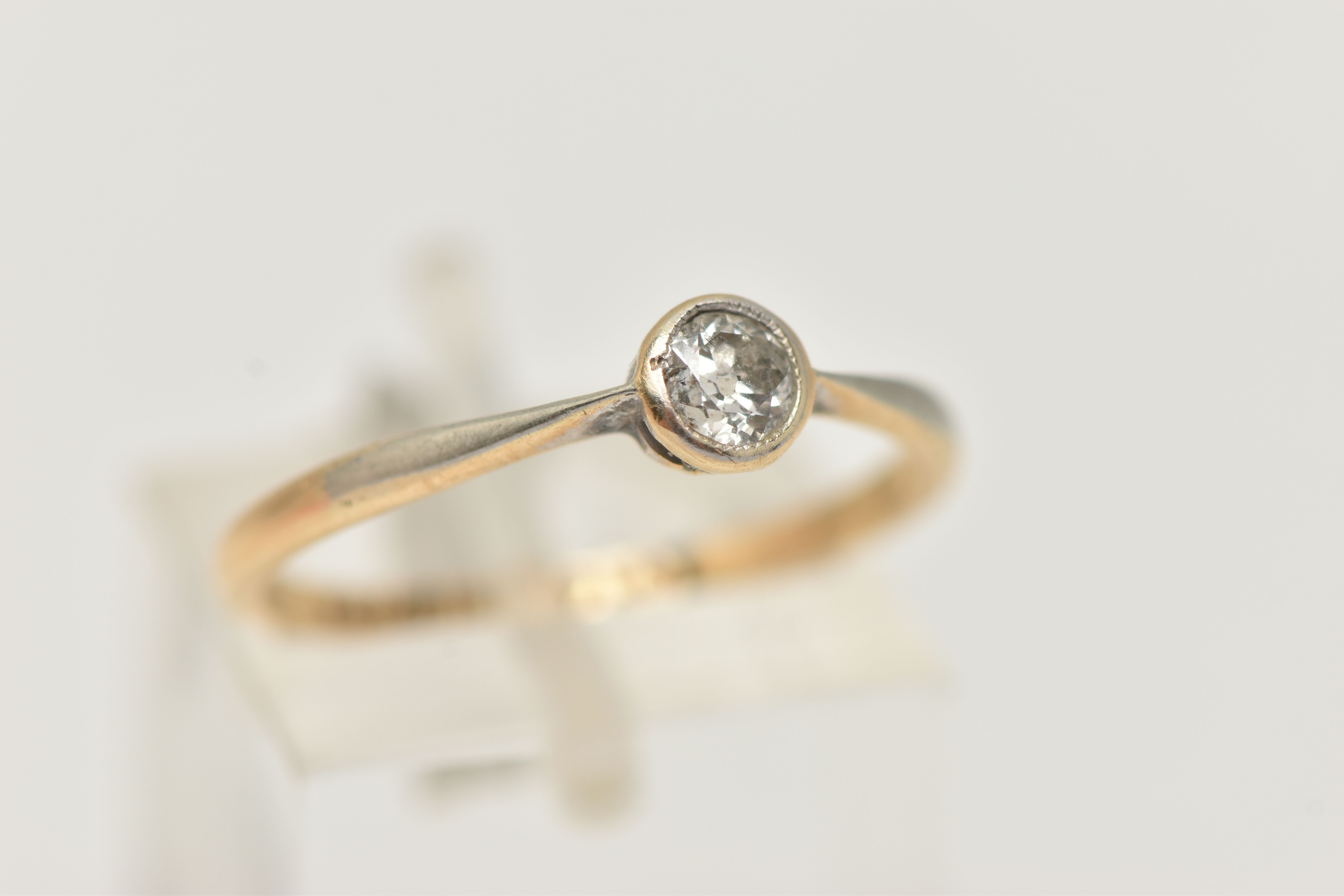 A YELLOW METAL DIAMOND SINGLE STONE RING, an old cut diamond collet set, estimated diamond weight - Image 4 of 4