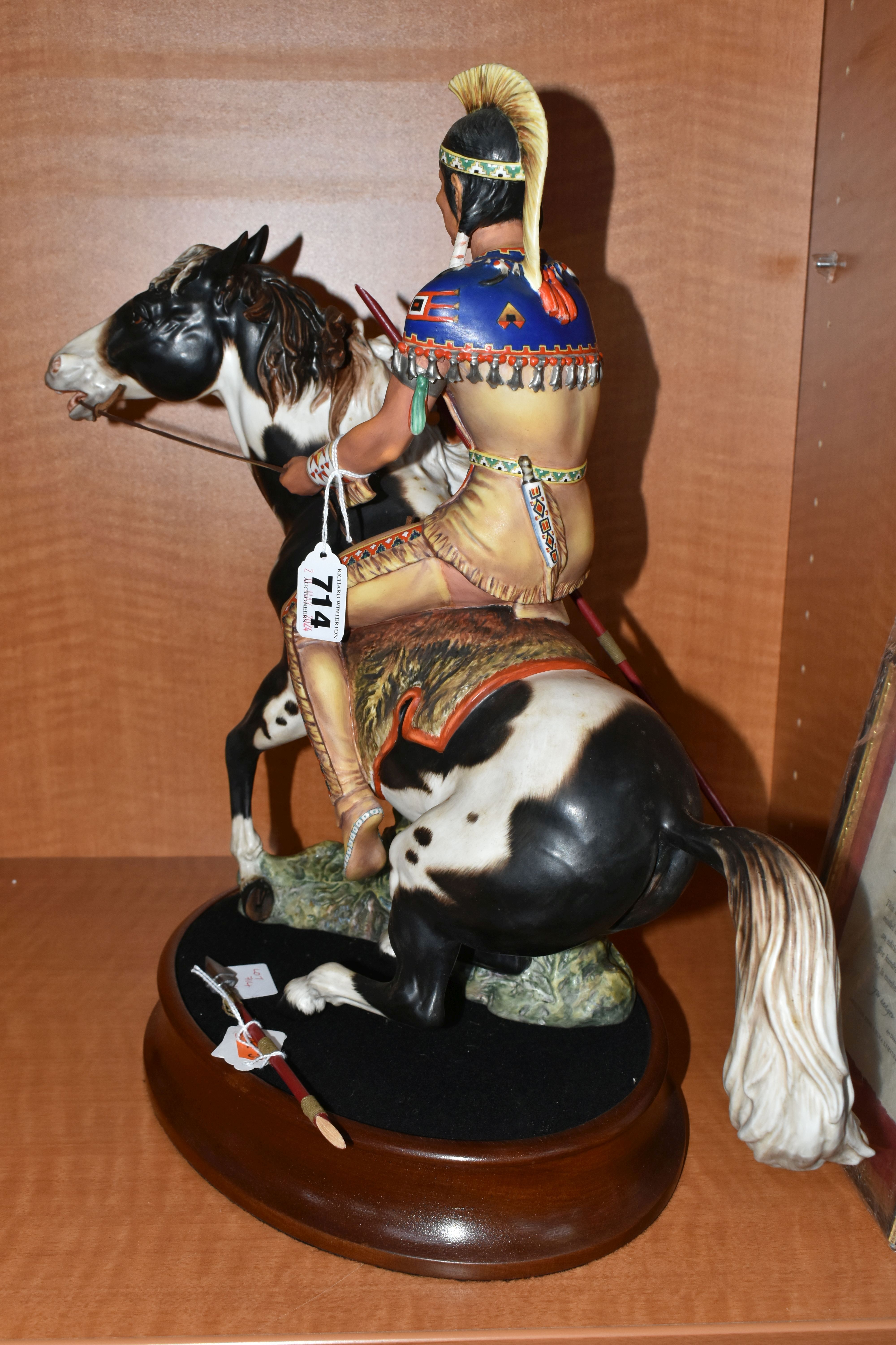 A ROYAL DOULTON LIMITED EDITION EQUESTRIAN FIGURE 'INDIAN BRAVE', HN2376, no.291/500, with a - Image 6 of 12