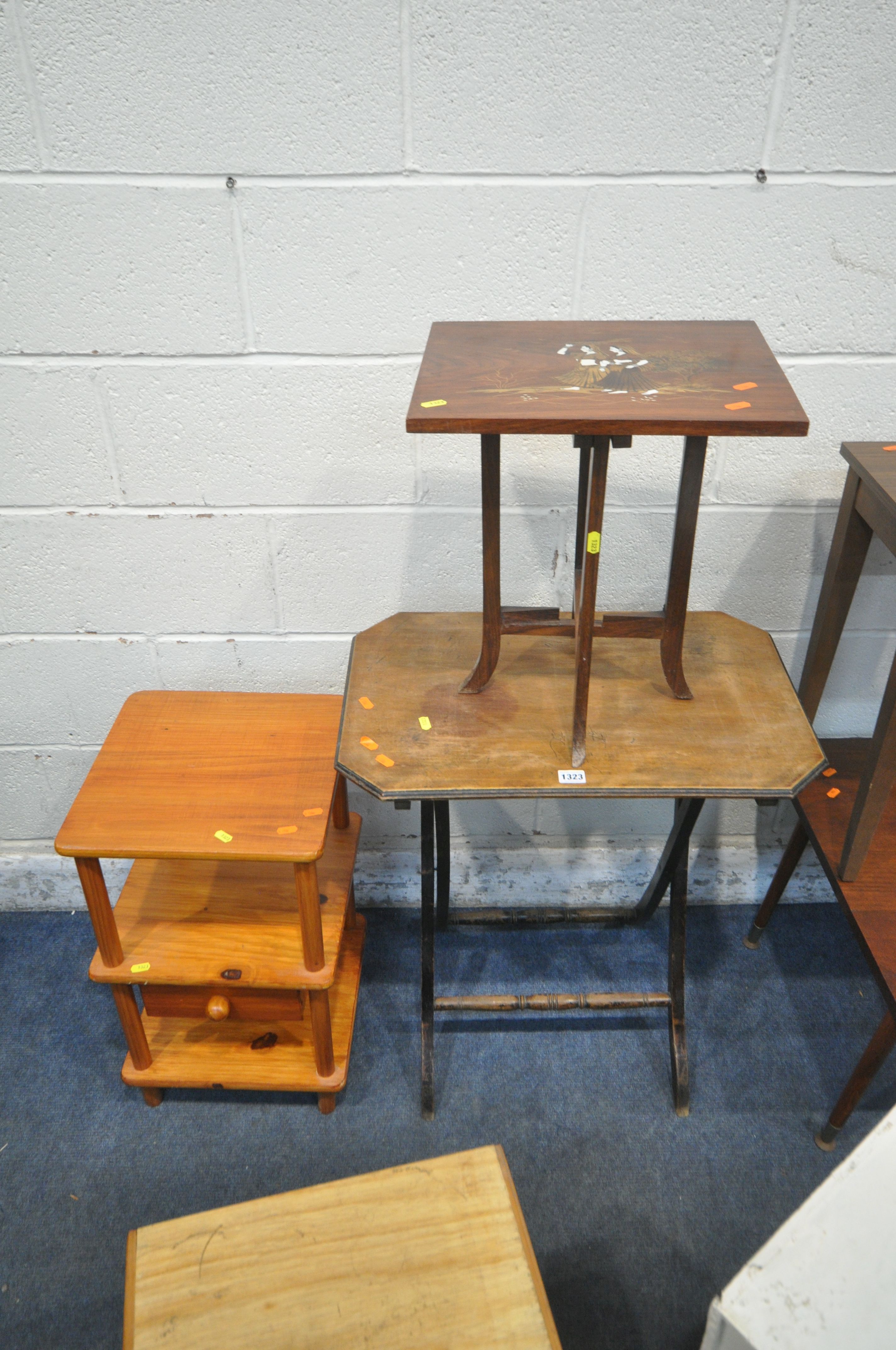 A SELECTION OF OCCASIONAL FURNITURE, to include a folding occasional table, a square table on - Image 2 of 5