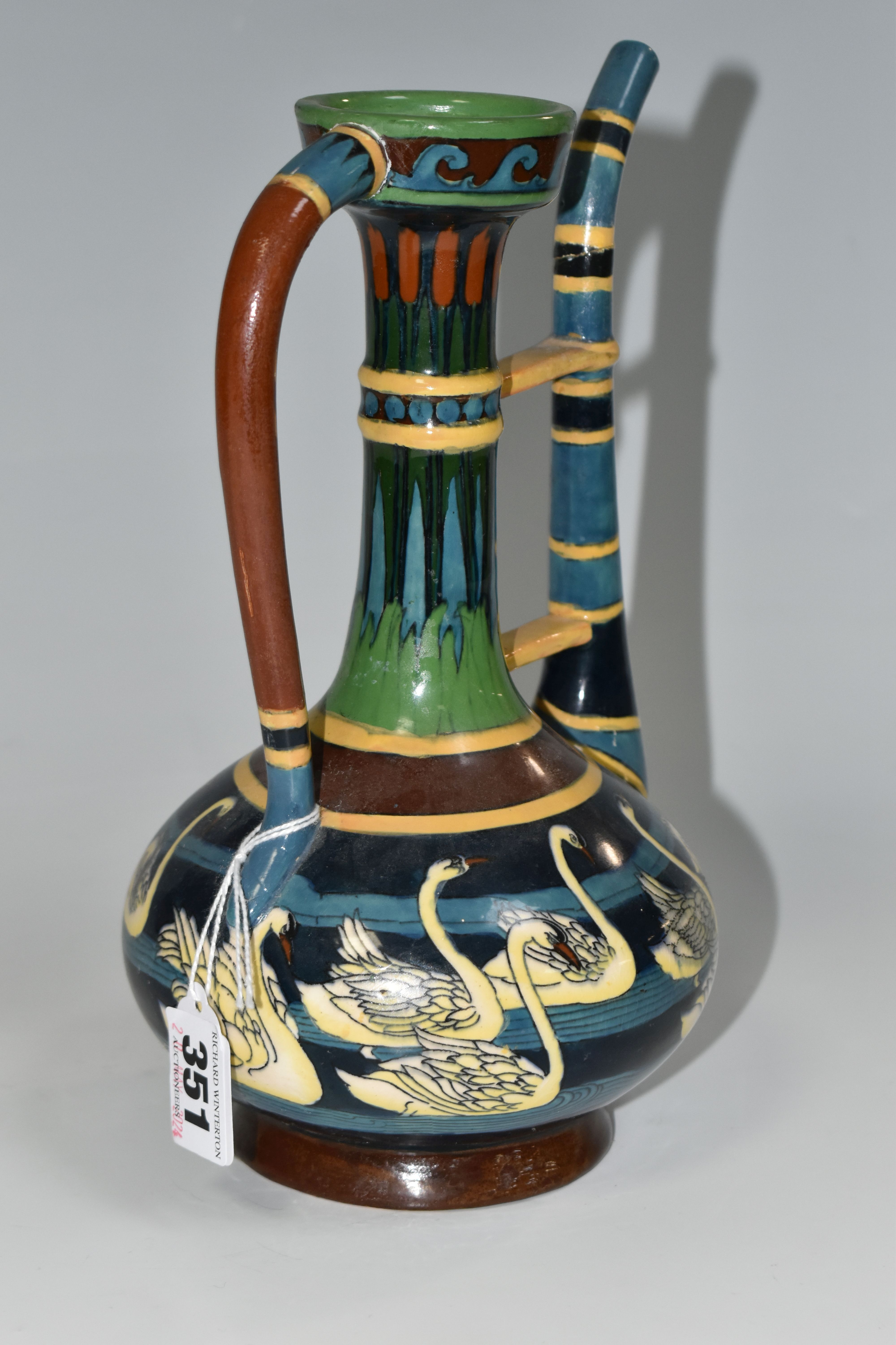 A WILEMAN & CO FOLEY 'INTARSIO' PERSIAN STYLE COFFEE POT, No. 3053, decorated with coloured bands, - Image 4 of 6