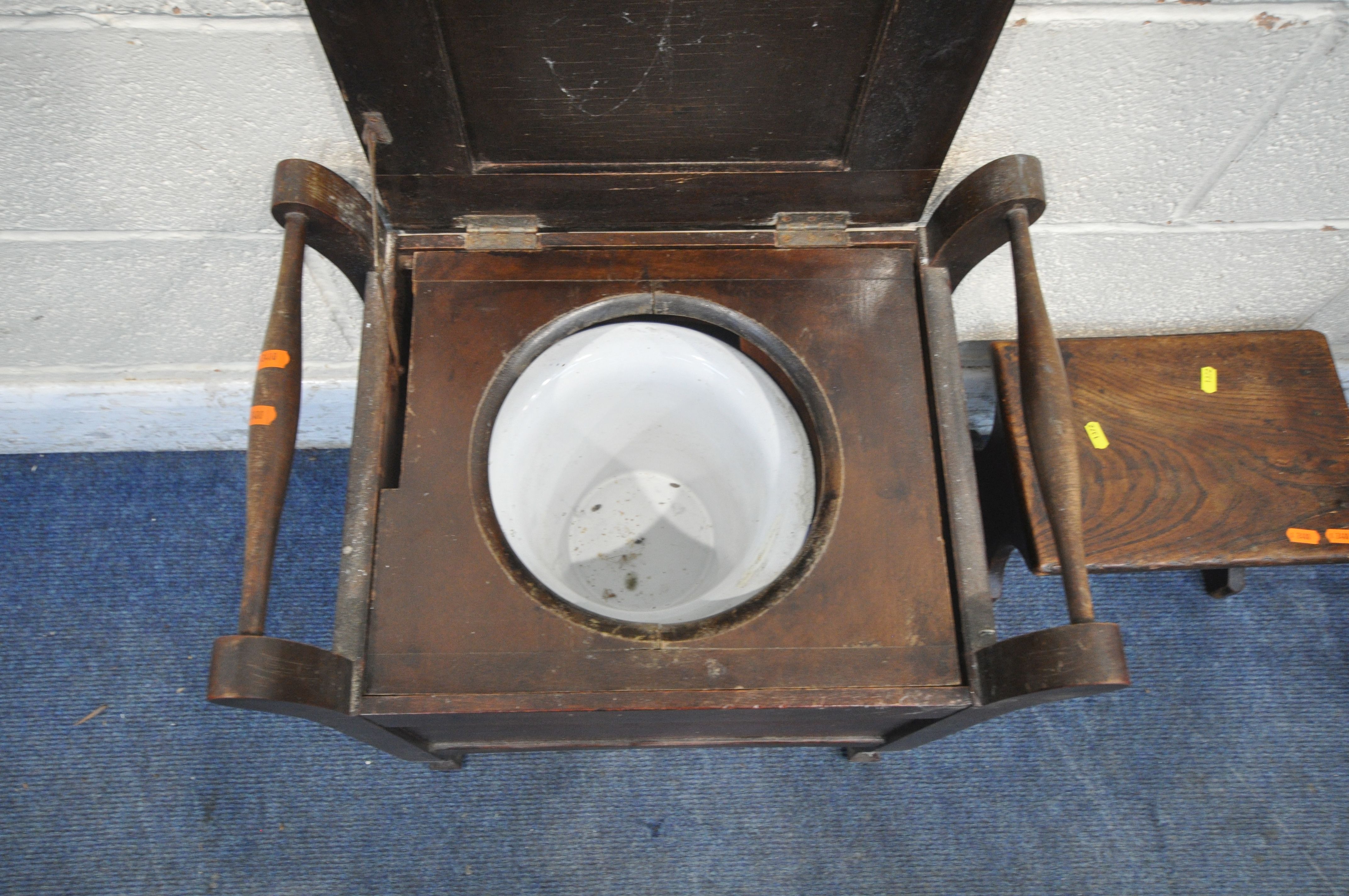 A 20TH CENTURY OAK STANDARD LAMP, with a small circular shelf, height to fitting 155cm, a mahogany - Image 6 of 6