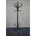 A STAINED BEECH BENTWOOD STYLE COAT STAND, height 185cm (condition report: scuffs and scratches)