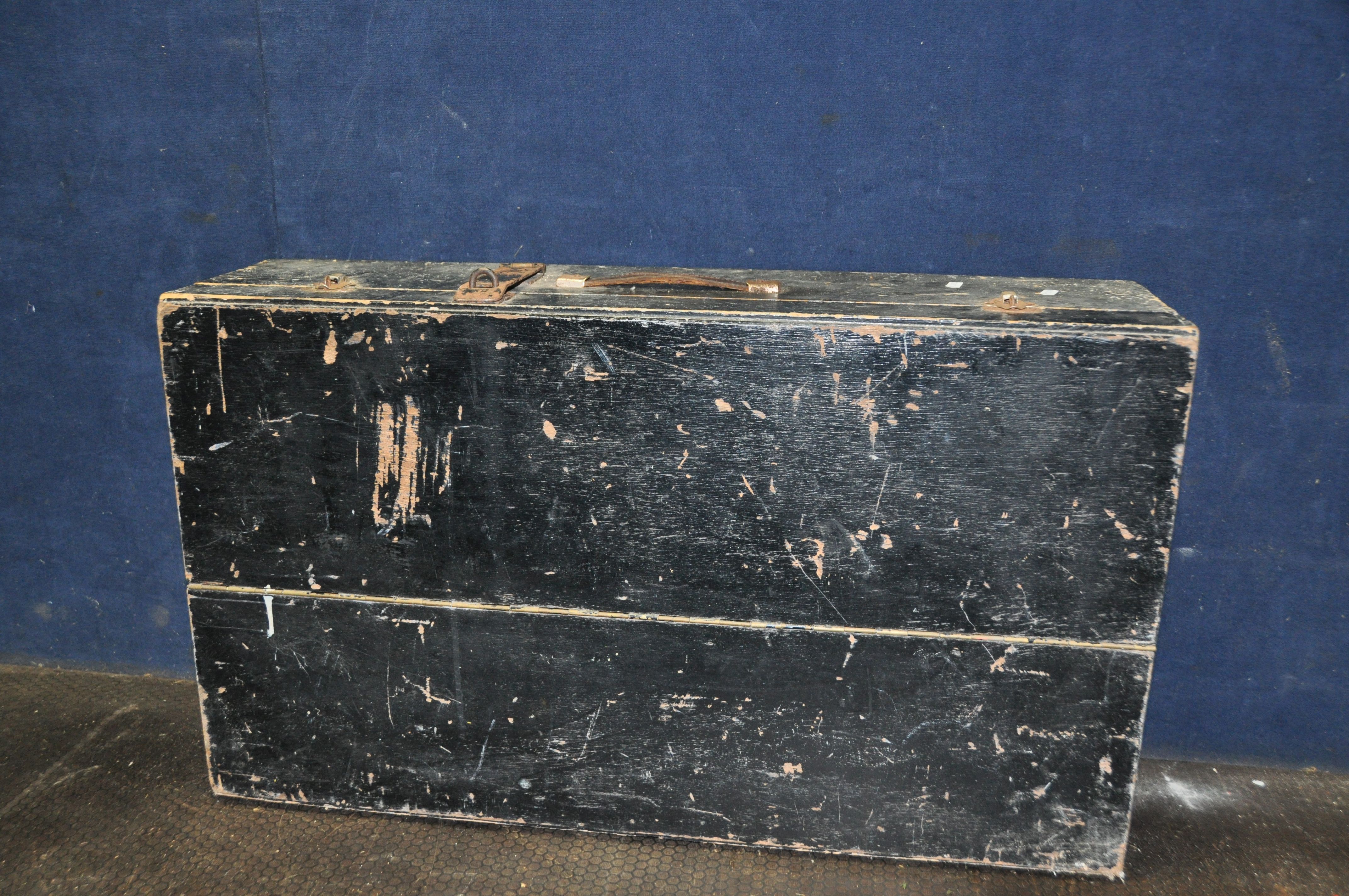 A VINTAGE CARPENTERS TOOLCHEST with drop down half front concealing one internal drawer and - Image 8 of 8