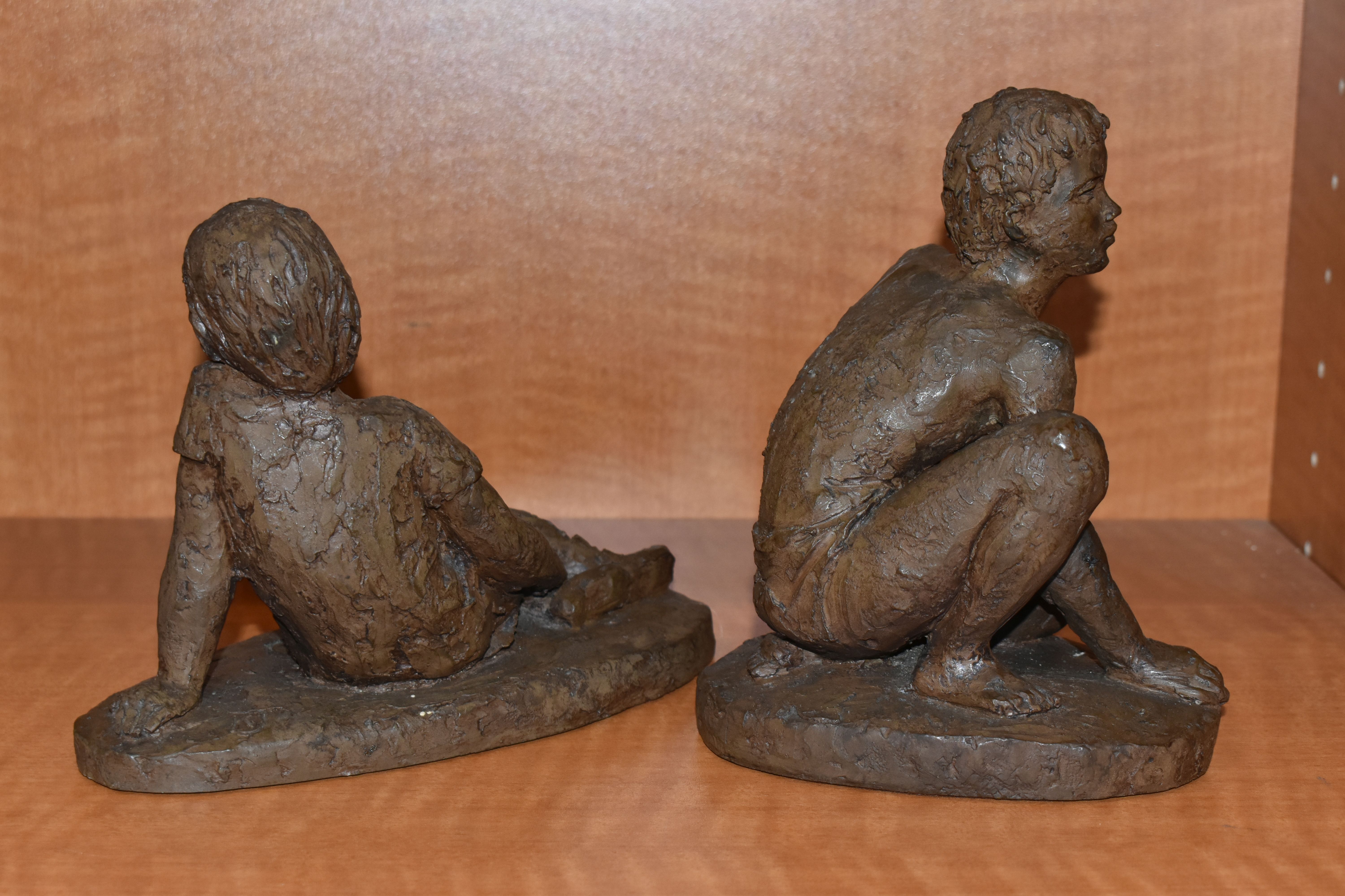 A BRONZED RESIN MODEL OF A SCANTILY CLAD SEATED CLASSICAL FEMALE AND TWO KARIN JONZEN BRONZED - Bild 15 aus 15