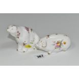 TWO ROYAL CROWN DERBY 'DERBY POSIES' PATTERN PAPERWEIGHTS, comprising a Derby Posies Polar Bear,