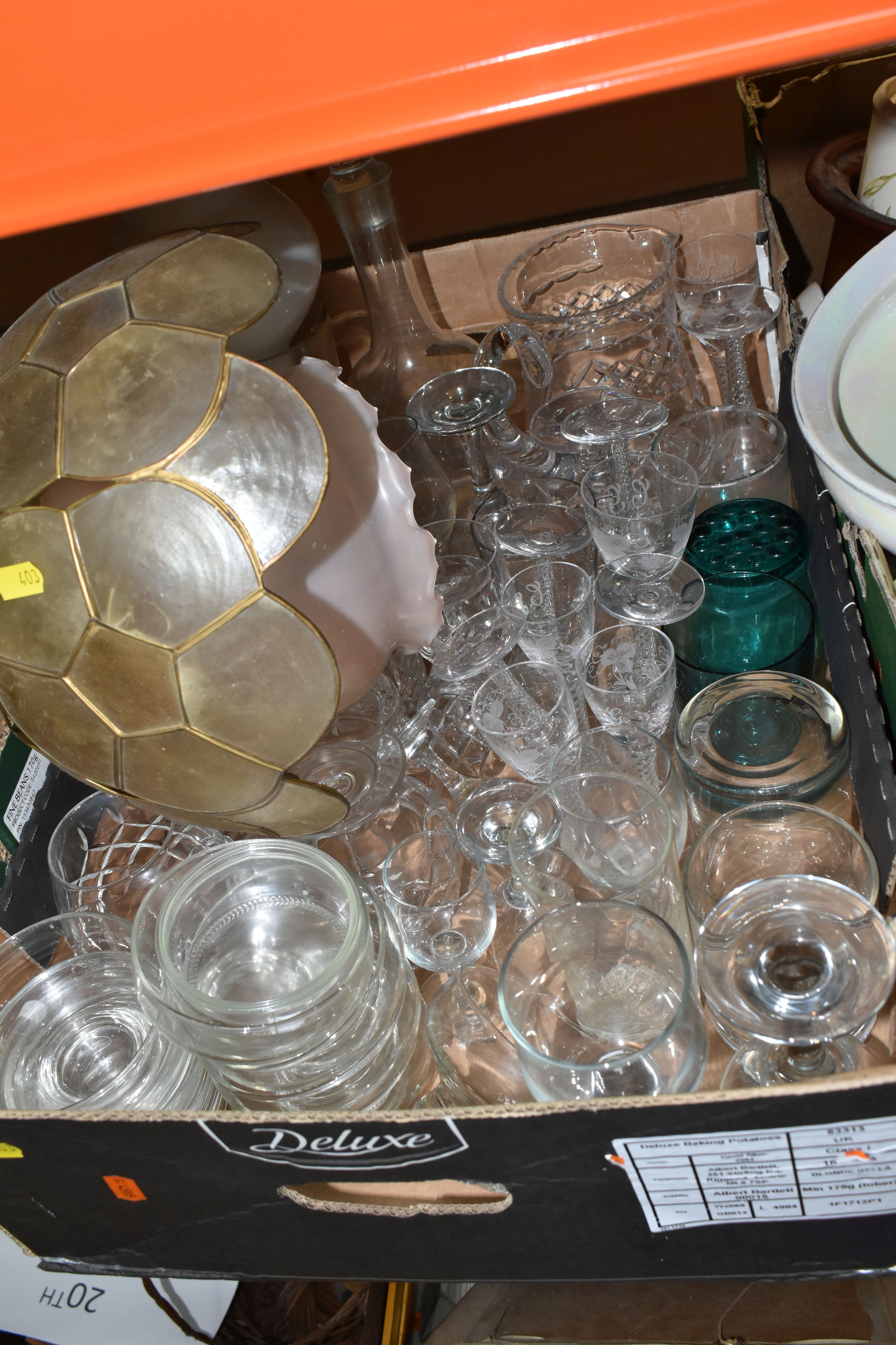 FIVE BOXES OF MIXED CERAMICS AND GLASSWARE INCLUDING VINTAGE TEST TUBES, A TORPEDO BOTTLE, a - Image 3 of 6