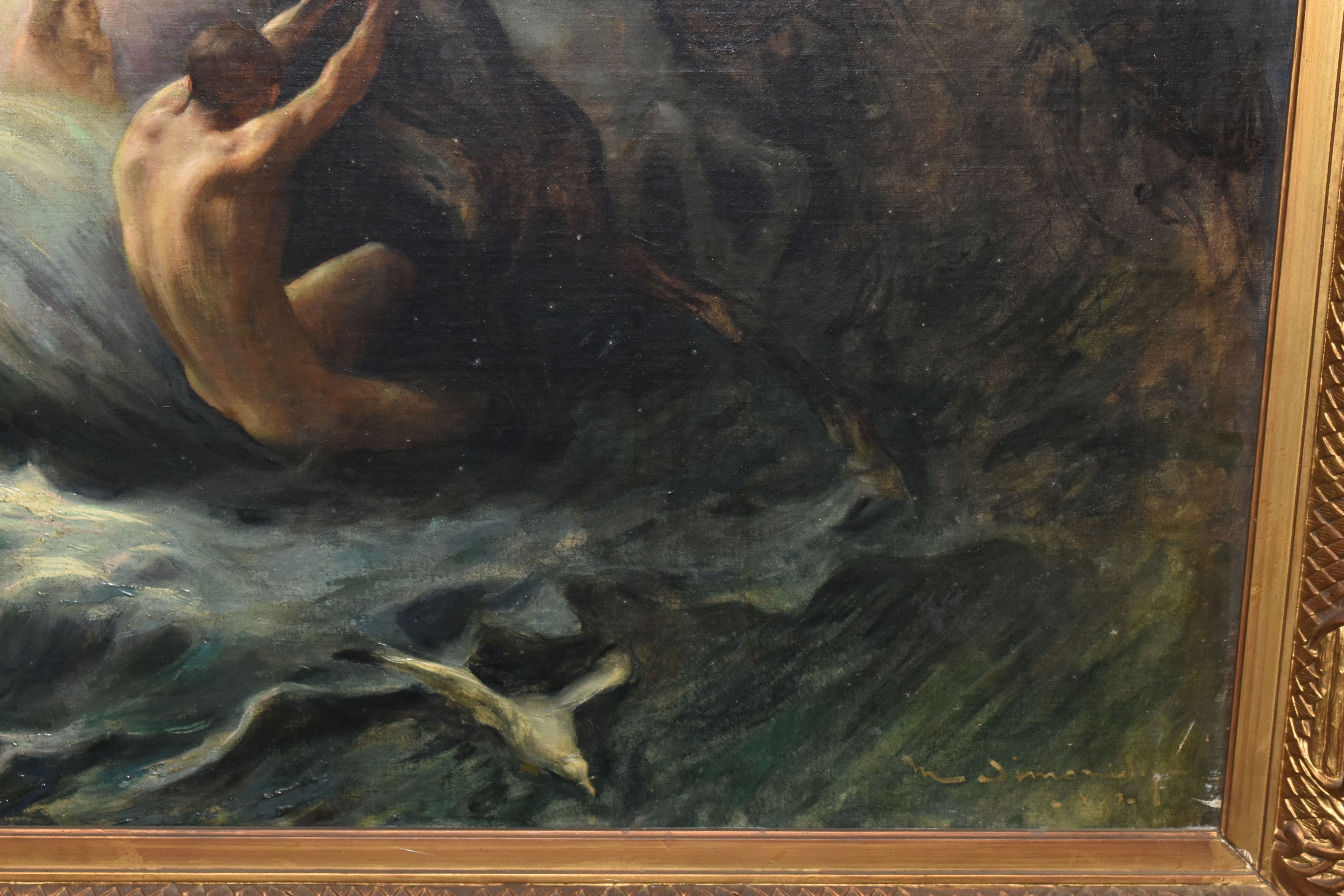AFTER SIMONDY, THE TRIUMPH OF APHRODITE, mythical stormy seascape with horses, nymphs, seagulls - Image 6 of 23