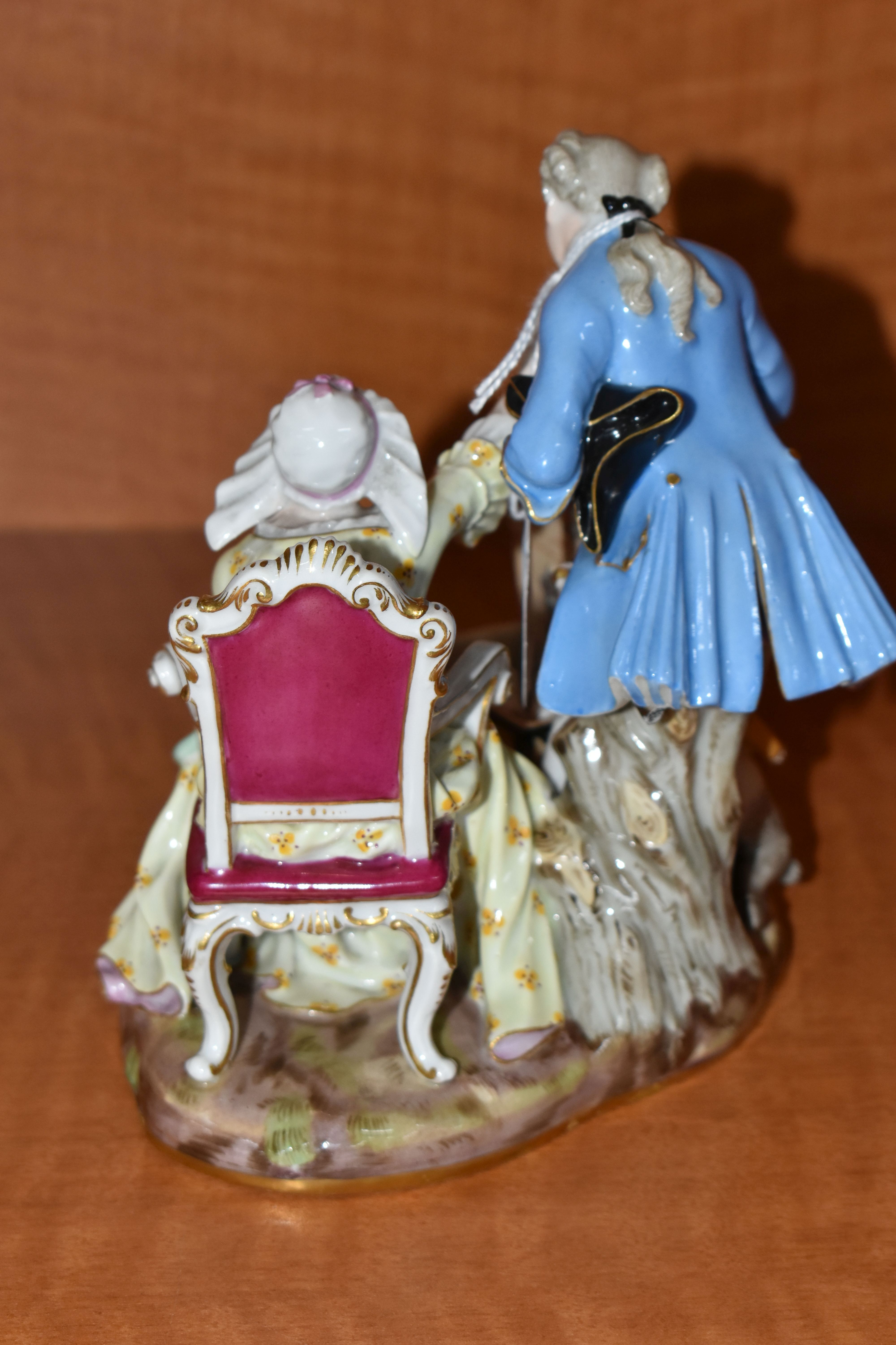 A LATE 19TH CENTURY MEISSEN SATIRICAL PORCELAIN FIGURE GROUP OF AN OLD LADY AND HER YOUNG LOVER - Image 6 of 8