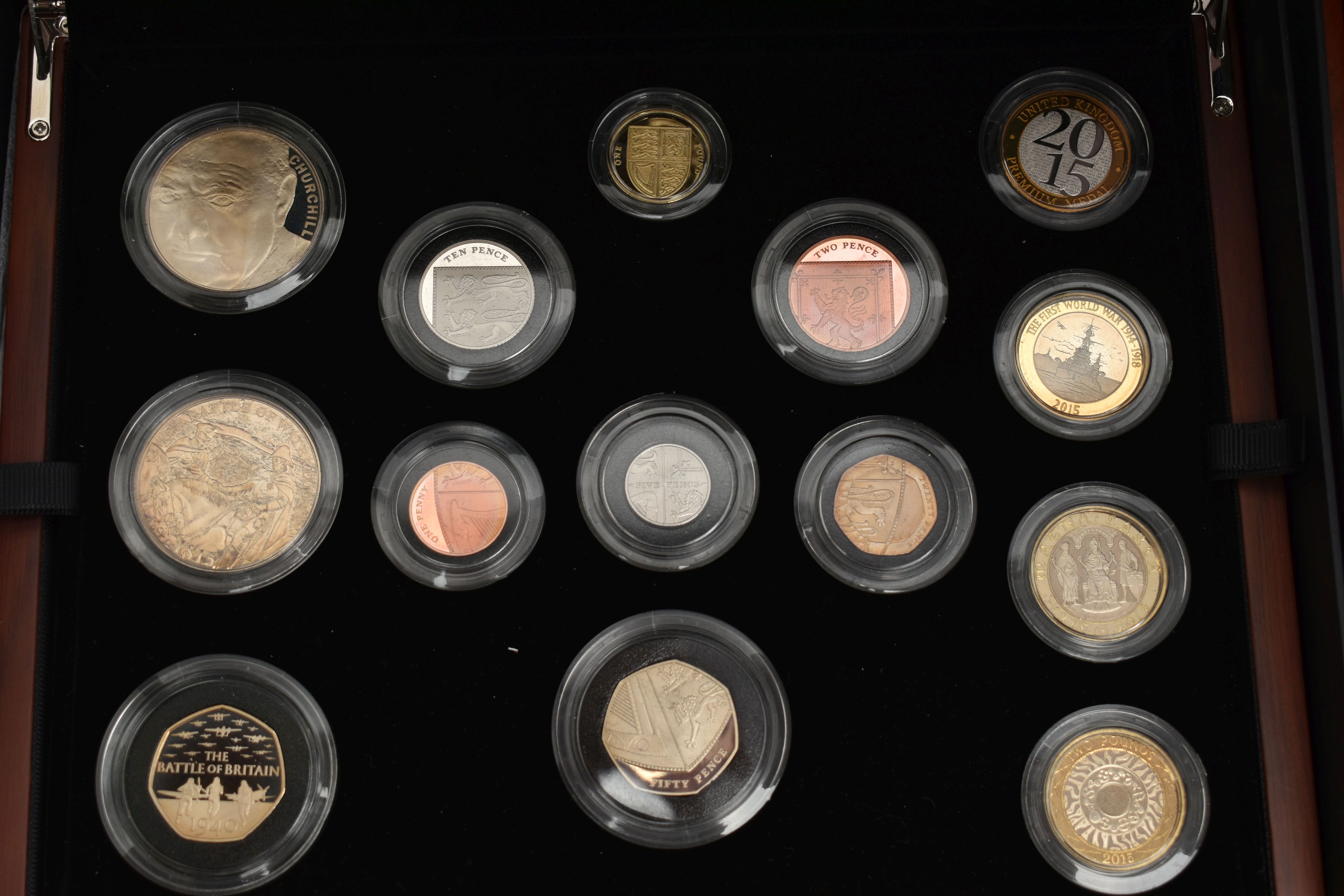 A UNITED KINGDOM ROYAL MINT 2015 PREMIUM PROOF COIN SET, of fourteen coins, Churchill Crown - One - Image 2 of 12