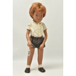 A 1960S SASHA 'GREGOR REDHEAD' DOLL, the boy doll wearing his original clothing of shirt, vest,