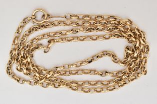 A 9CT GOLD BELCHER CHAIN NECKLACE, a yellow gold chain, fitted with an AF spring clasp,