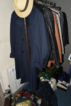 A QUANTITY OF VINTAGE MEN'S CLOTHING to include suits, coats, accessories, shoes from high street