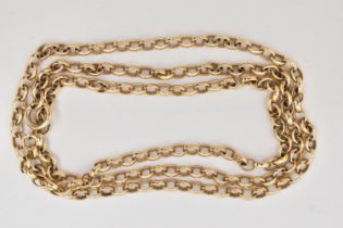 A 9CT GOLD BELCHER CHAIN NECKLACE, a yellow gold chain, fitted with a spring clasp, approximate