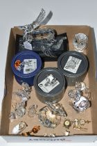 A BOX OF SWAROVSKI CRYSTAL SCULPTURES, to include Pegasus (sd) and stand, a Loyalty Giraffe 2018,