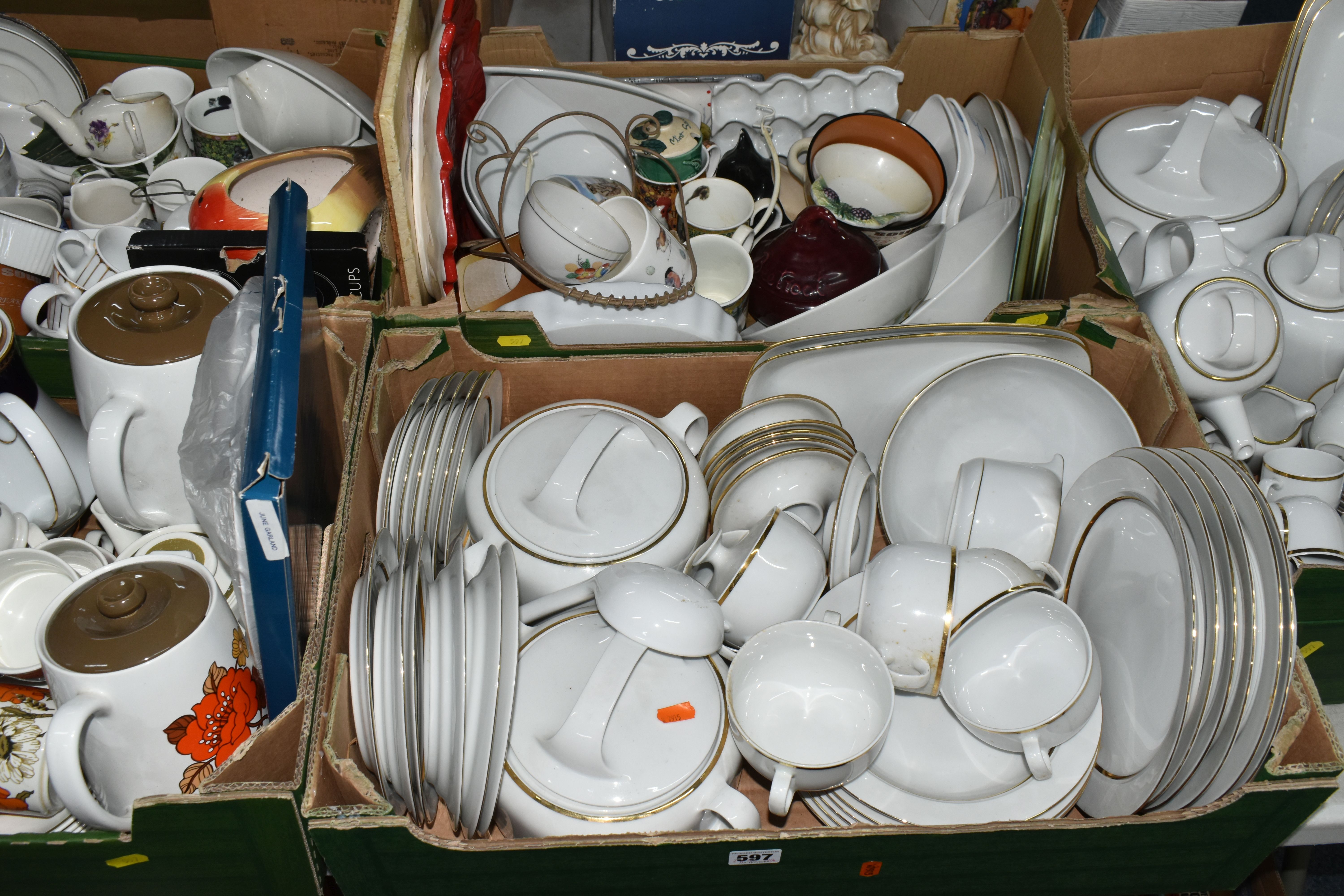 FIVE BOXES OF CERAMIC TABLEWARE to include an extensive collection of Eschenbach continental
