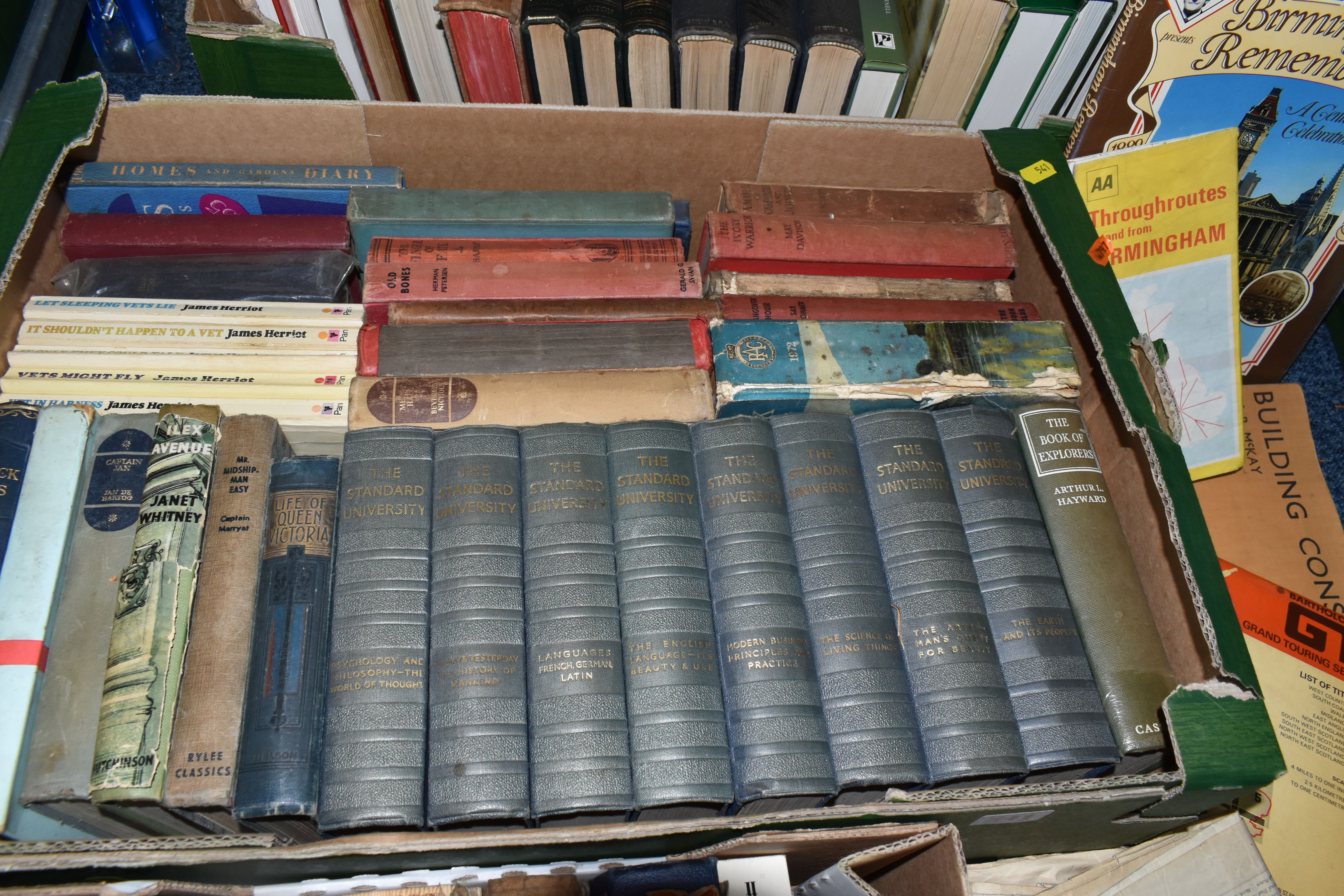 THREE BOXES OF BOOKS AND A SELECTION OF VINTAGE ORDNANCE SURVEY MAPS to include a selection of early - Image 3 of 4