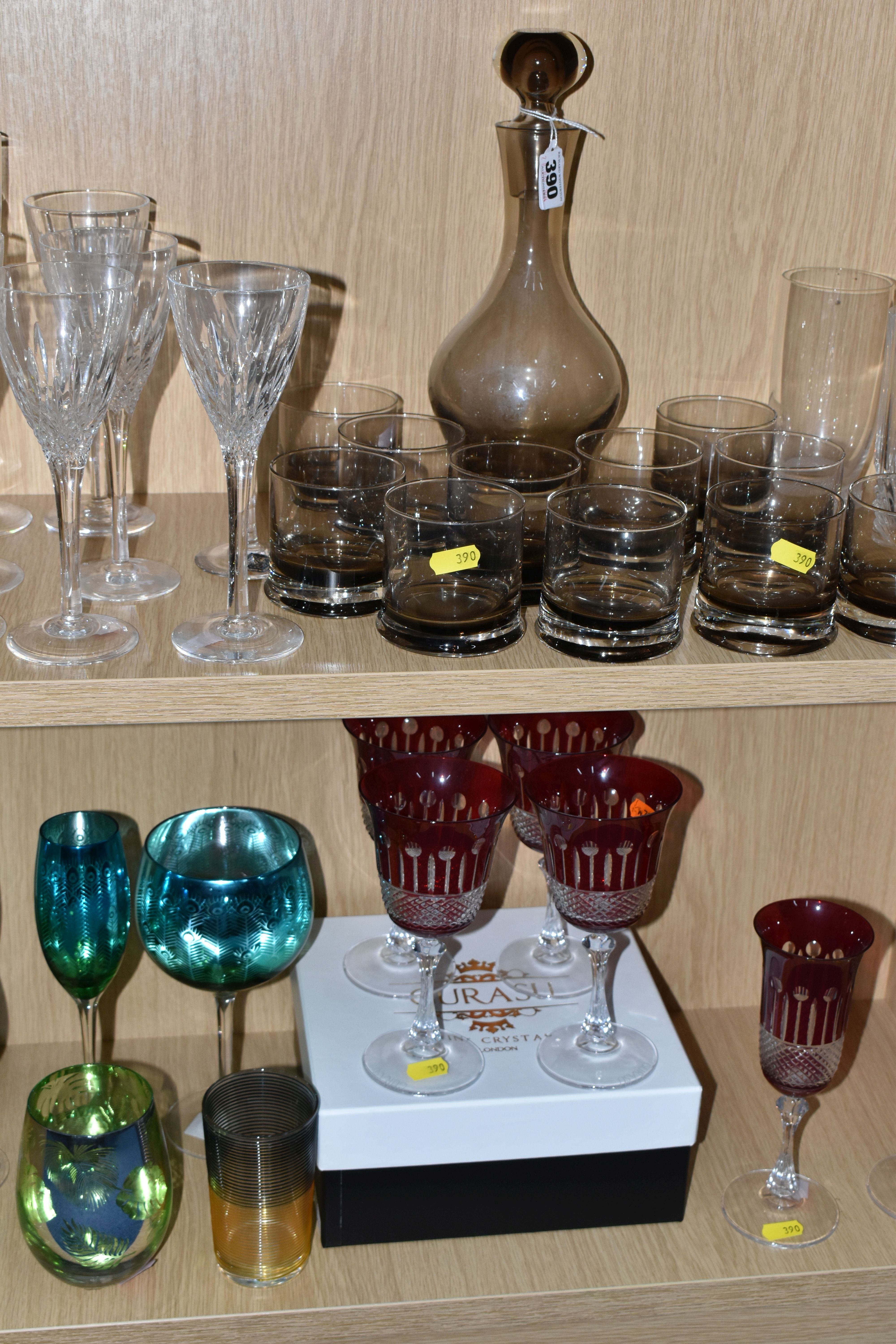 A QUANTITY OF GLASSWARE, comprising a Villeroy & Boch tumbler, two Tutbury Crystal tumblers, a mid-