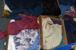 SIX BOXES OF LATE 20TH/ 21ST CENTURY GENT'S CLOTHING, including shirts, trousers, jumpers, etc,