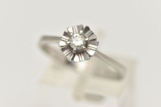 AN 18CT GOLD DIAMOND RING, a single round brilliant cut diamond, approximate total diamond weight