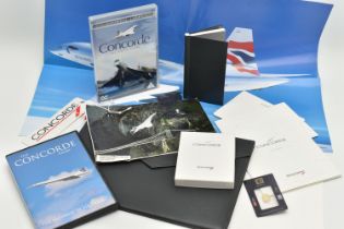 CONCORDE MEMORABILLIA, a document folder includes an A2 photograph of Concorde, a writing pad and