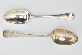 TWO TABLESPOONS, to include a polished old English pattern spoon, hallmarked 'Robert Hennell II'