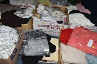 SEVEN BOXES OF LADIES' AND GENT'S CLOTHING, including a small quantity of Brook Taverner sealed