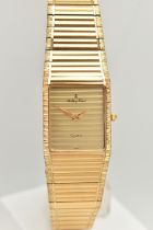 A LADIES 'MATHEY TISSOT WRISTWATCH, quartz movement, rectangular dial signed 'Mathey Tissot', gold