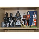 A LARGE COLLECTION OF KNIGHTS TEMPLAR FIGURES, comprising three large hand painted porcelain limited