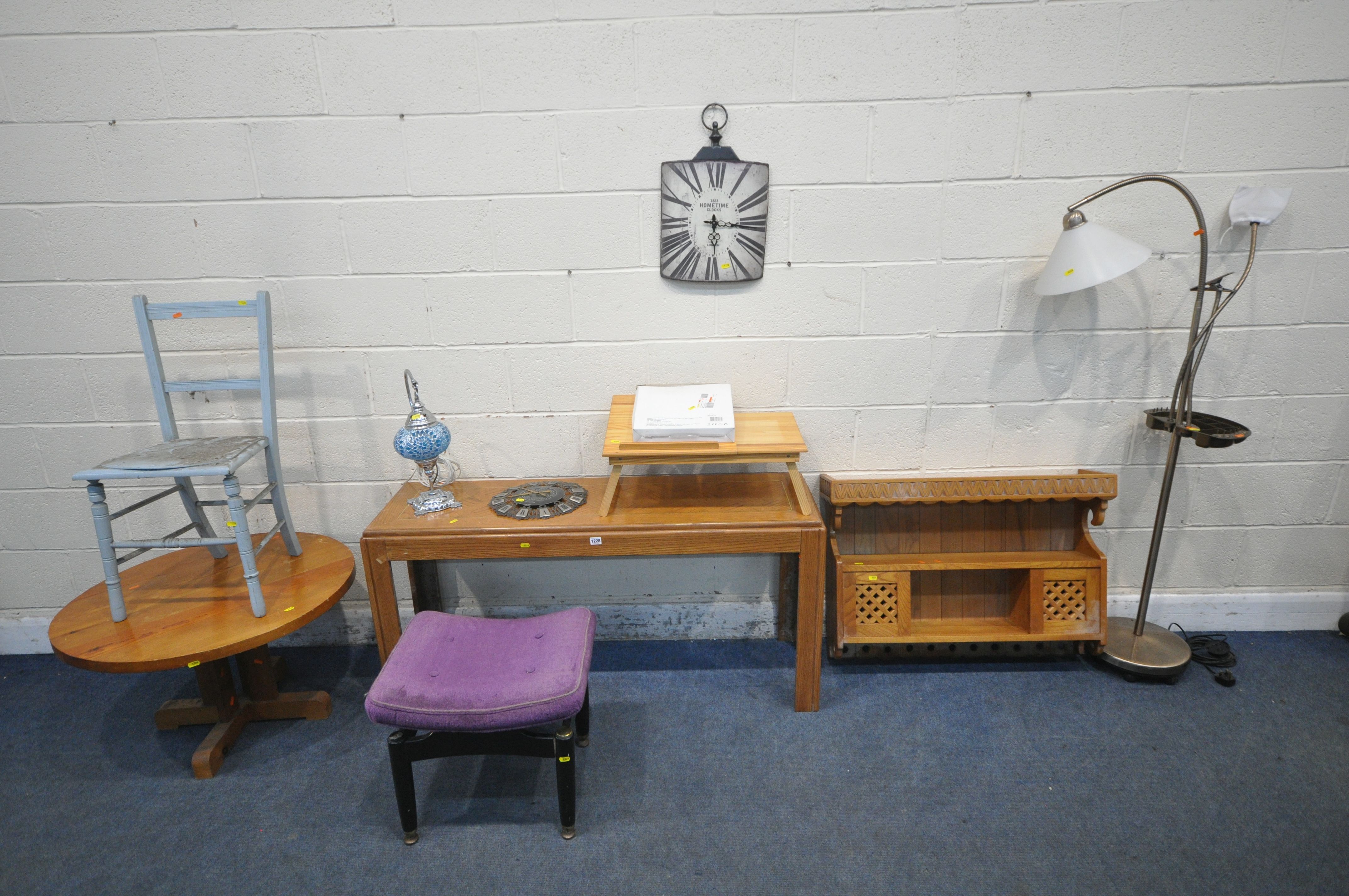 A SELECTION OF OCCASIONAL FURNITURE, to include an oak side table, length 133cm x depth 41cm x