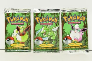 POKEMON JUNGLE BOOSTER PACK ART SET, includes sealed Scyther, Eevee and Wigglytuff booster packs