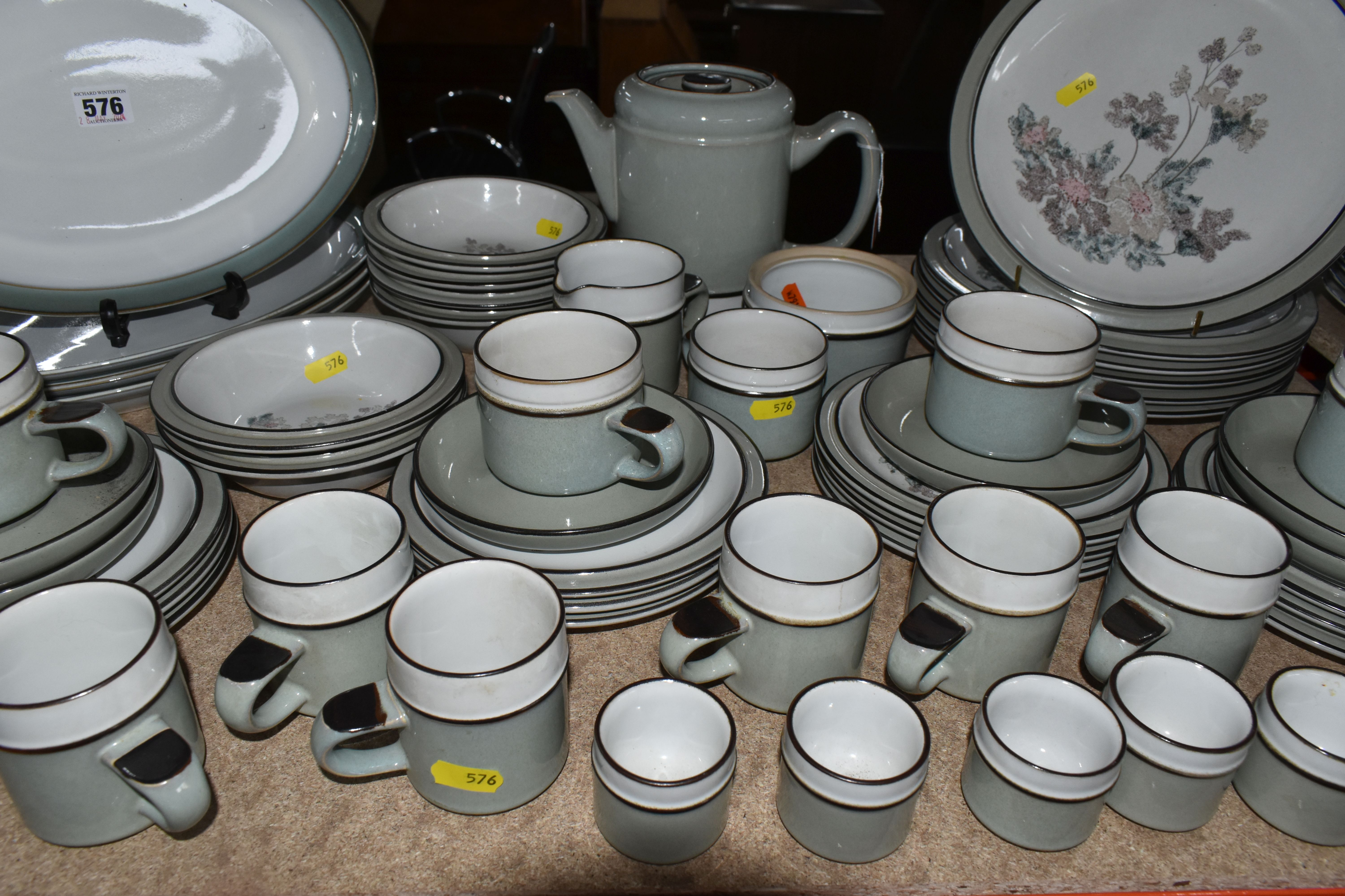 A DENBY 'ROMANCE' PATTERN PART DINNER SERVICE, fifty-five pieces, comprising tea pot, milk jug,