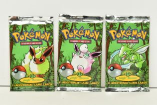 POKEMON JUNGLE BOOSTER PACK ART SET, includes sealed Scyther, Eevee and Wigglytuff booster packs