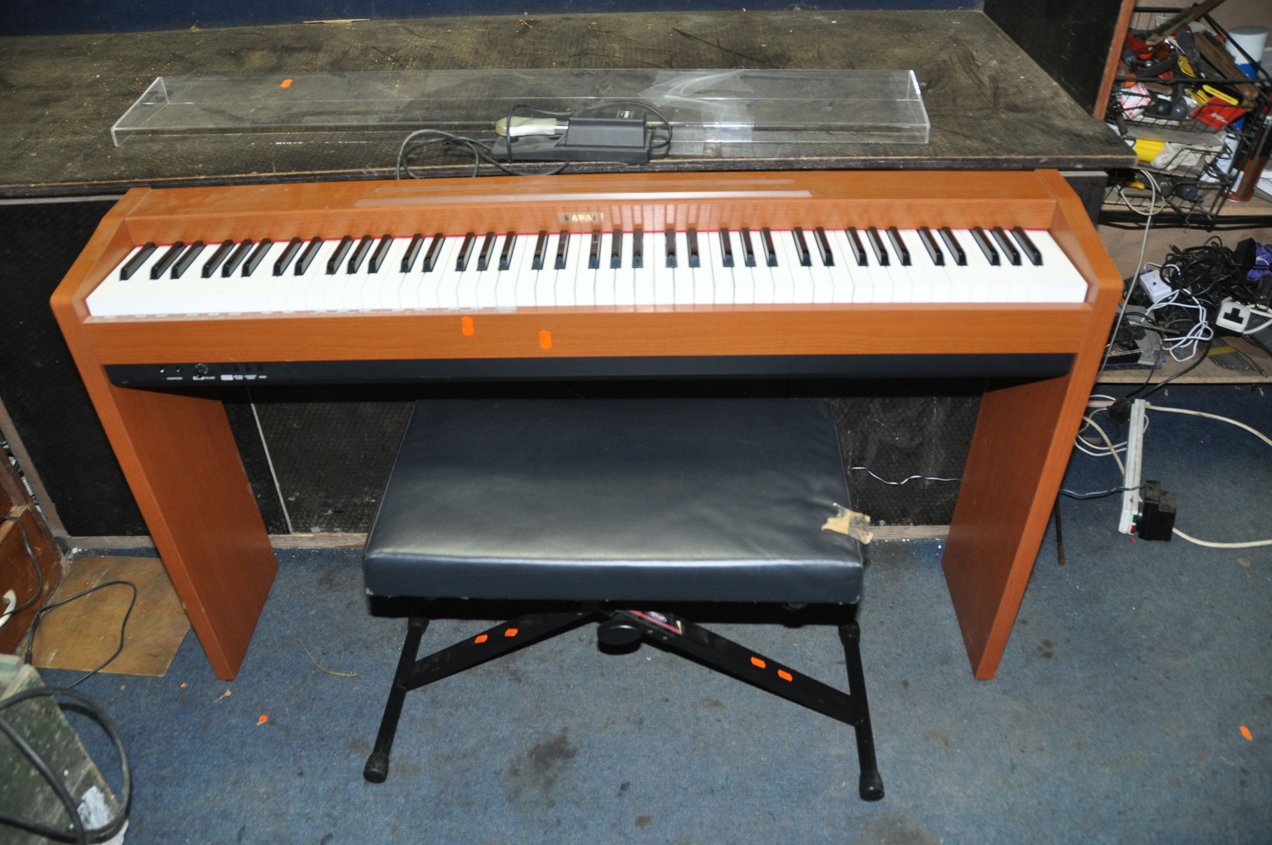 A KAWAI CL20C ELECTRONIC PIANO with F1r sustain pedal and a Stagg stool