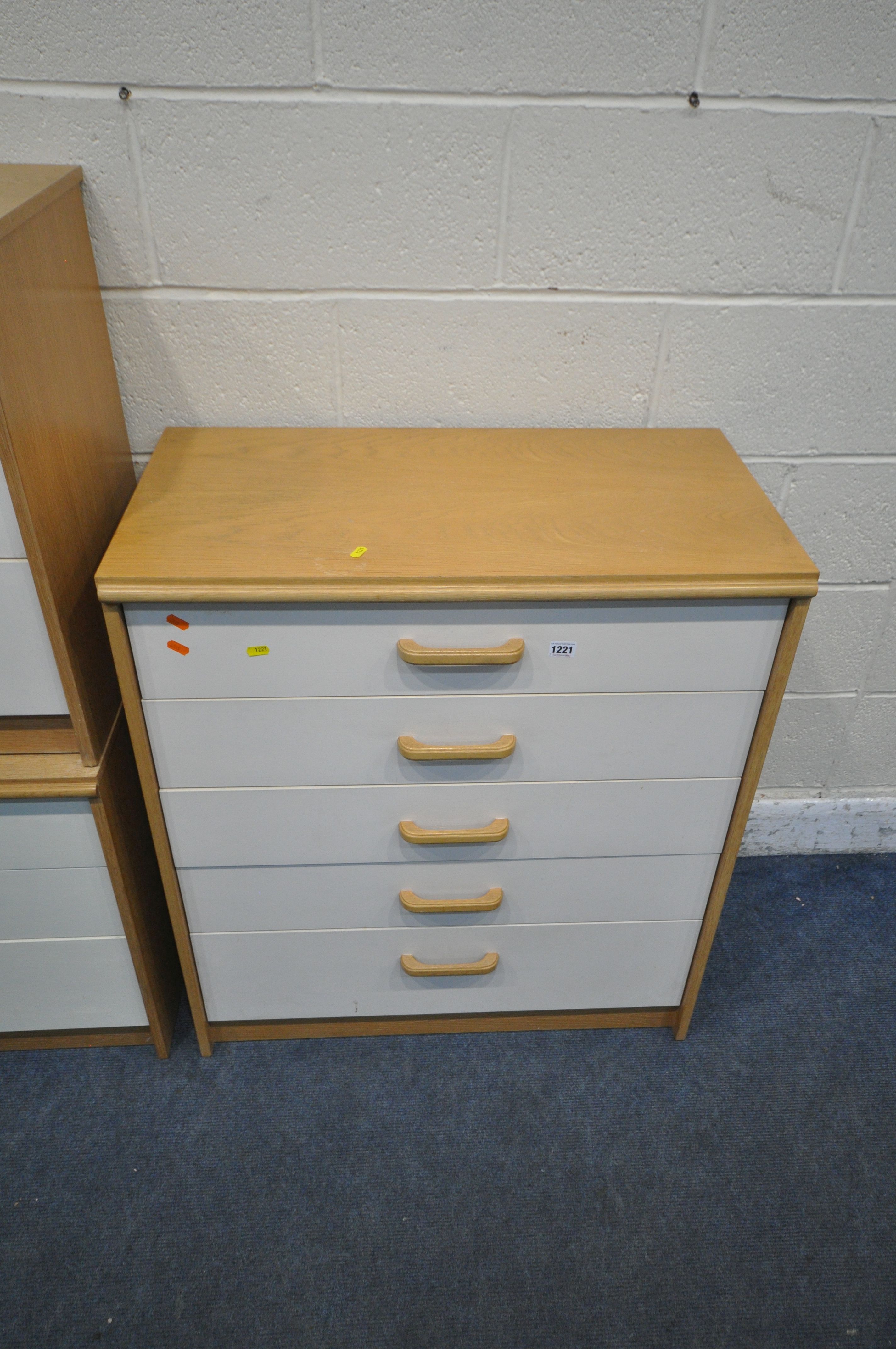 A MODERN FOUR PIECE BEDROOM SUITE, comprising a chest of five long drawers, width 79cm x depth - Image 2 of 4