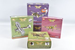 FIVE BOXED 1/72 SCALE DIECAST CORGI AVIATION ARCHIVE MODEL AIRCRAFTS, the first a Gloster