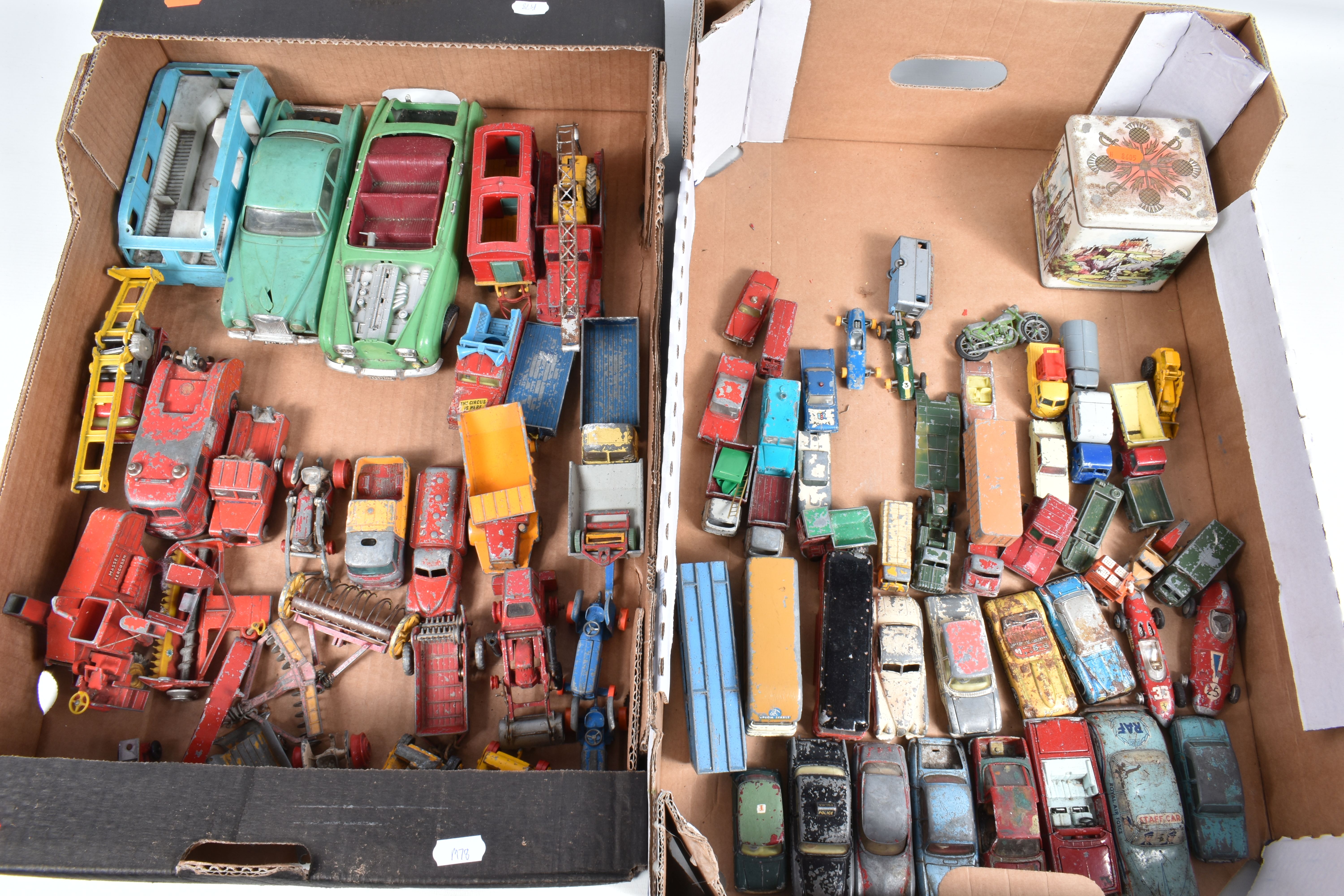 A QUANTITY OF UNBOXED AND ASSORTED PLAYWORN DIECAST VEHICLES, to include Corgi, including Austin