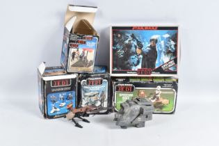 A SELECTION OF BOXED RETURN OF THE JEDI MODELS, the first a Tri Logo One Man Sail Skiff Vehicle,