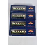 FOUR BOXED OO GAUGE BACHMANN BRANCHLINE MODEL RAILWAY COACHES, to include a Mark I TSO 'West