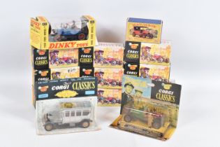A QUANTITY OF BOXED AND CARDED ORIGINAL CORGI CLASSICS VINTAGE CAR MODELS, to include 'The World