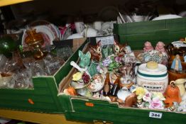 SIX BOXES OF CERAMICS AND GLASSWARE, to include a green Sylvac terrier 1206, a Beswick Ware '